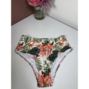 Cupshe Woman Bikini Bottom Swimsuit Summer Orange high‎ waisted Size S